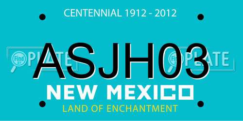 ASJH03 New Mexico License Plate