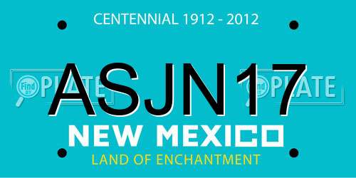 ASJN17 New Mexico License Plate