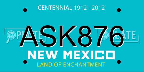 ASK876 New Mexico License Plate