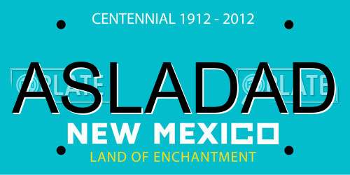 ASLADAD New Mexico License Plate