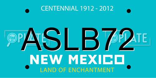 ASLB72 New Mexico License Plate