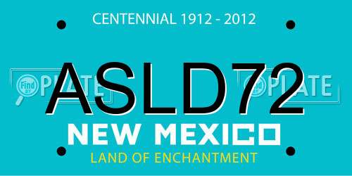 ASLD72 New Mexico License Plate