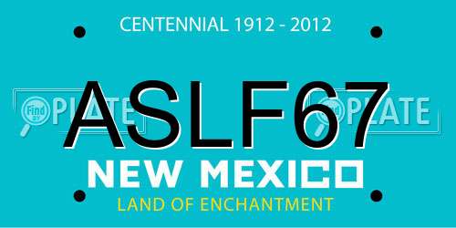 ASLF67 New Mexico License Plate