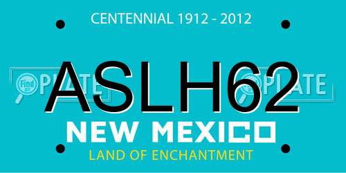 ASLH62 New Mexico License Plate