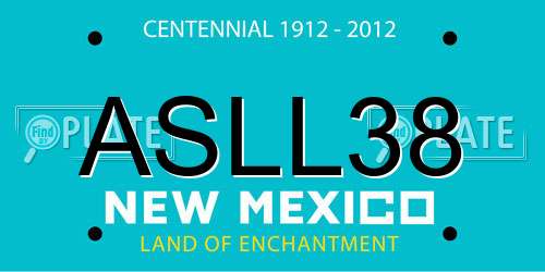 ASLL38 New Mexico License Plate