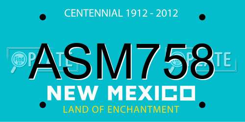 ASM758 New Mexico License Plate