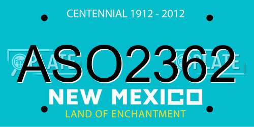 ASO2362 New Mexico License Plate