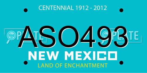 ASO493 New Mexico License Plate