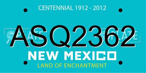ASQ2362 New Mexico License Plate