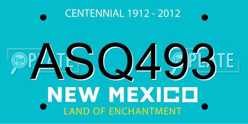 ASQ493 New Mexico License Plate