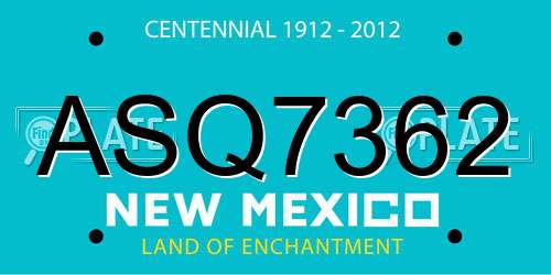 ASQ7362 New Mexico License Plate