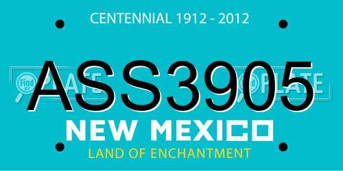 ASS3905 New Mexico License Plate
