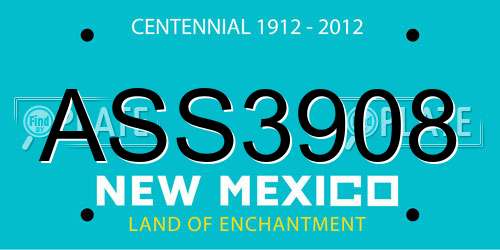 ASS3908 New Mexico License Plate