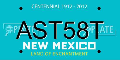 AST58T New Mexico License Plate