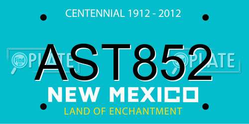 AST852 New Mexico License Plate