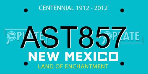 AST857 New Mexico License Plate