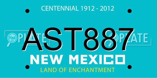 AST887 New Mexico License Plate