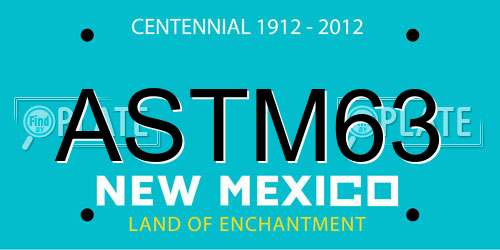ASTM63 New Mexico License Plate