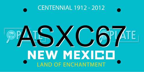 ASXC67 New Mexico License Plate