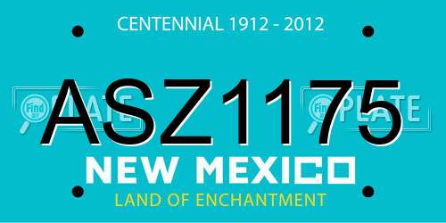 ASZ1175 New Mexico License Plate