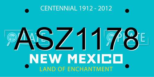 ASZ1178 New Mexico License Plate