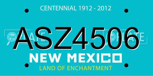 ASZ4506 New Mexico License Plate