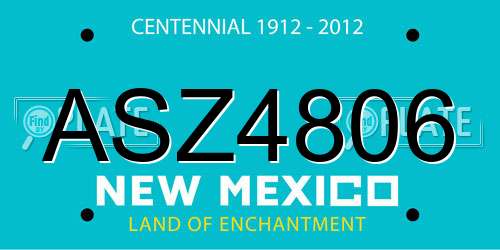 ASZ4806 New Mexico License Plate