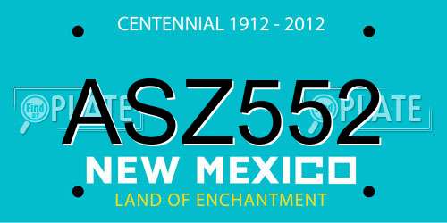 ASZ552 New Mexico License Plate