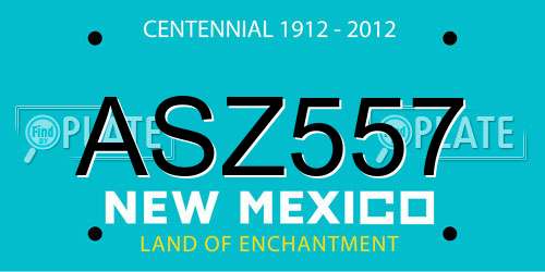 ASZ557 New Mexico License Plate