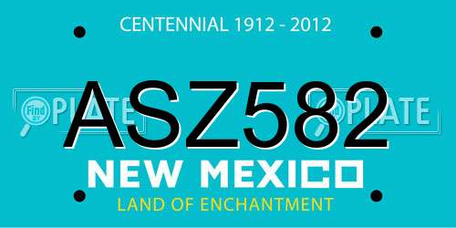 ASZ582 New Mexico License Plate