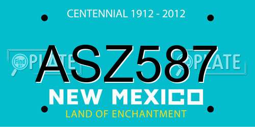 ASZ587 New Mexico License Plate
