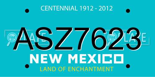 ASZ7623 New Mexico License Plate