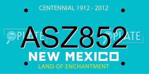 ASZ852 New Mexico License Plate