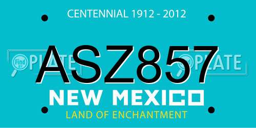 ASZ857 New Mexico License Plate