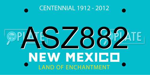 ASZ882 New Mexico License Plate