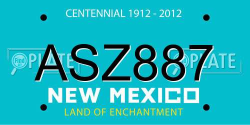 ASZ887 New Mexico License Plate