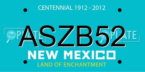 ASZB52 New Mexico License Plate