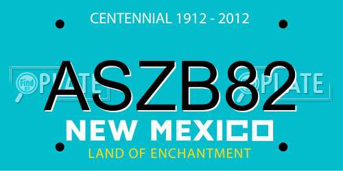 ASZB82 New Mexico License Plate
