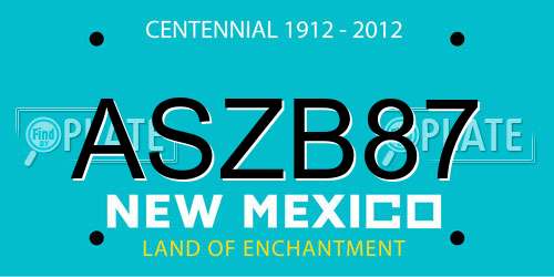 ASZB87 New Mexico License Plate