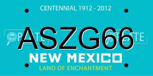 ASZG66 New Mexico License Plate