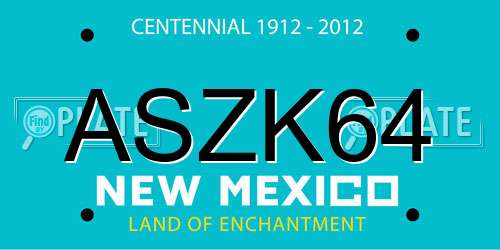 ASZK64 New Mexico License Plate