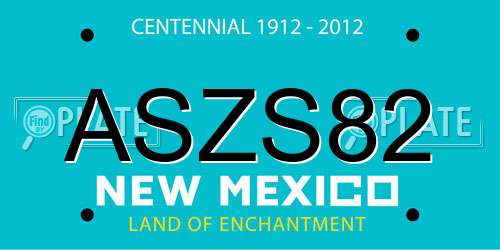 ASZS82 New Mexico License Plate