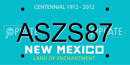 ASZS87 New Mexico License Plate