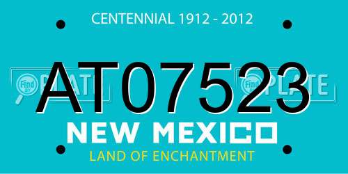 AT07523 New Mexico License Plate