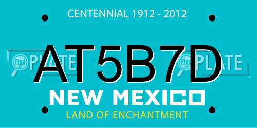 AT5B7D New Mexico License Plate