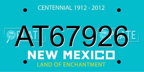 AT67926 New Mexico License Plate