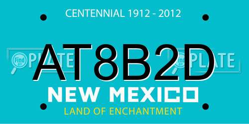 AT8B2D New Mexico License Plate