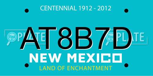 AT8B7D New Mexico License Plate