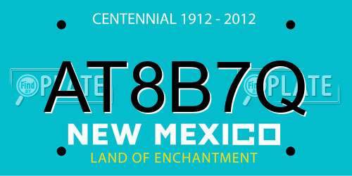 AT8B7Q New Mexico License Plate