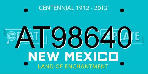 AT98640 New Mexico License Plate
